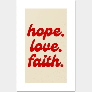 hope, love, faith - Aesthetic quote retro Posters and Art
